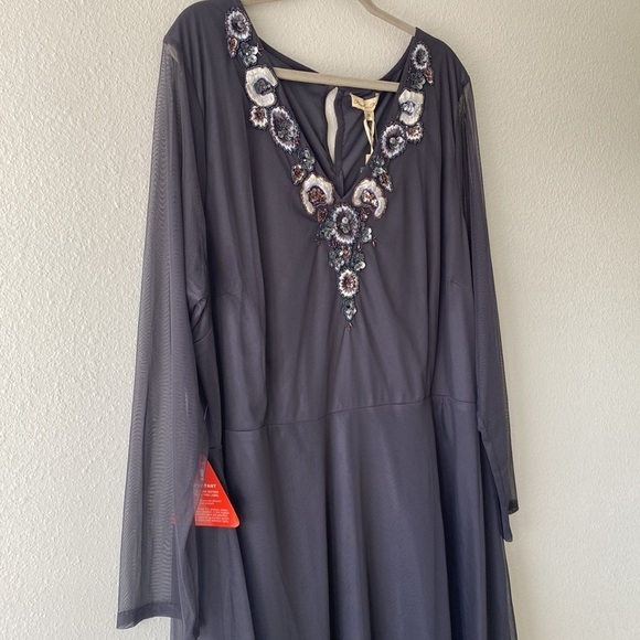 Frock and Frill beaded v neck mesh mini Wedding Guest Dress - Picture 5 of 12